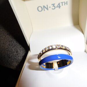 NWT on 34th double ring blue and gold plated cz bands size 9